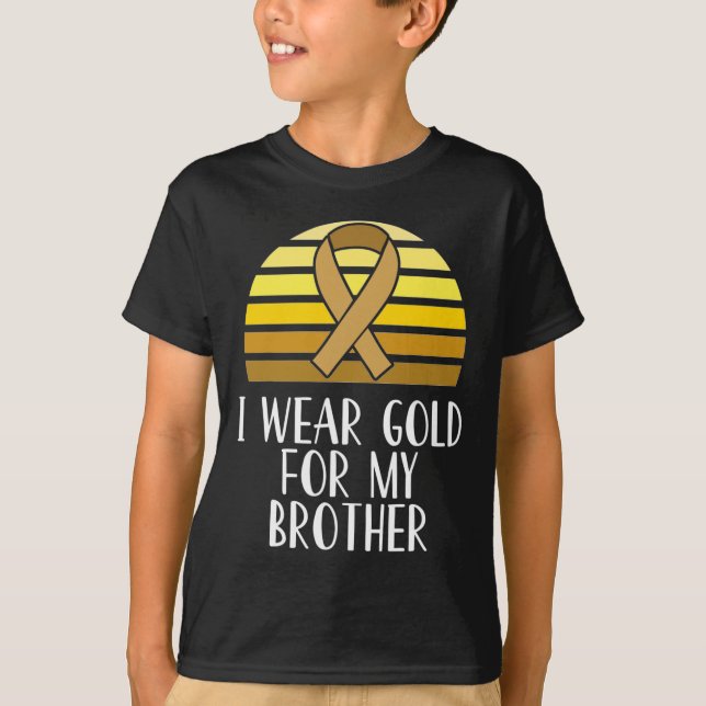 Camiseta Eu Visto Dourado para o Cancer de Infância do Meu  (Frente)