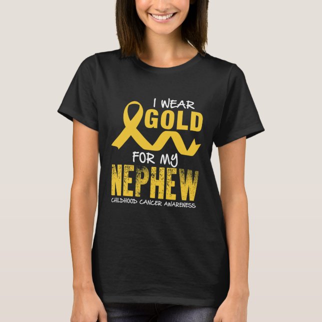Camiseta Eu Visto Dourado para o Cancer de infância do meu  (Frente)