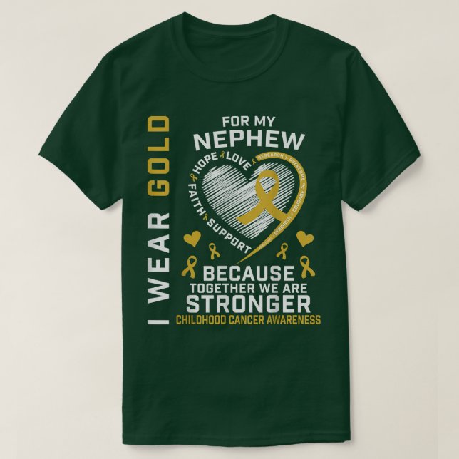 Camiseta Eu Visto Dourado para o Cancer de infância do meu  (Frente do Design)