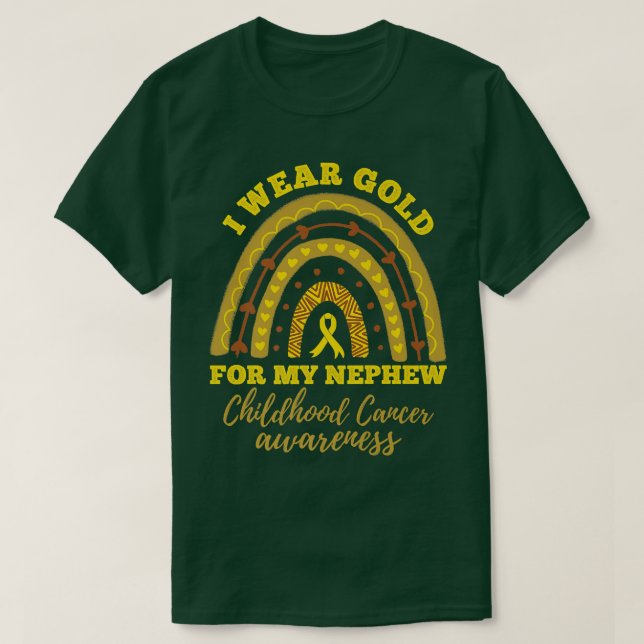Camiseta Eu Visto Dourado para o Cancer de infância do meu  (Frente do Design)
