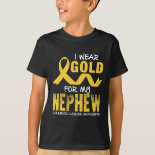 Camiseta Eu Visto Dourado para o Cancer de infância do meu