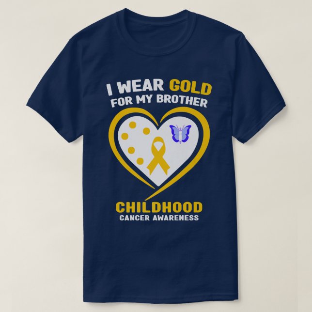 Camiseta Eu Visto Dourado Para O Cancer De Infância Do Meu  (Frente do Design)