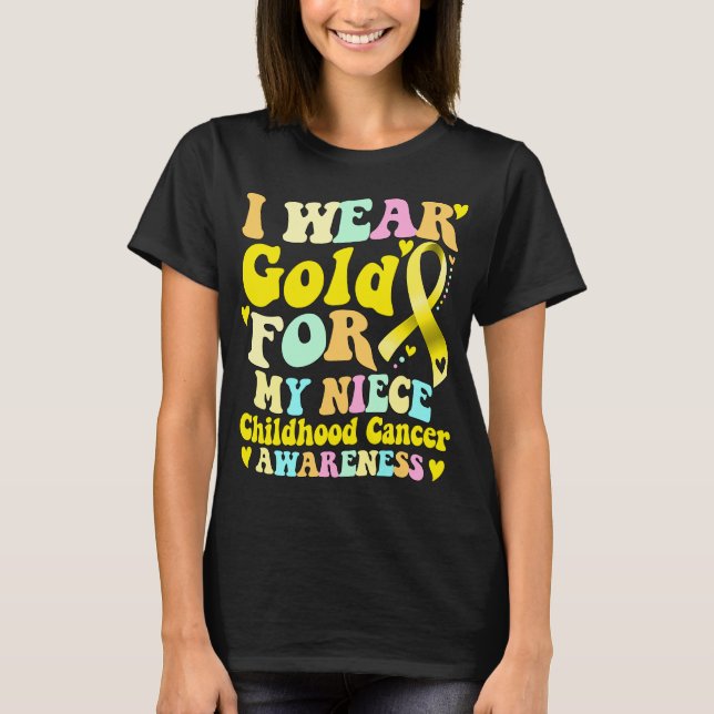 Camiseta Eu Visto Dourado Para O Meu Cancer De Infância (Frente)
