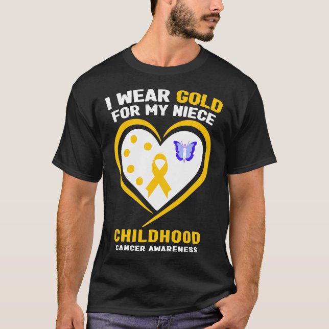 Camiseta Eu Visto Dourado Para O Meu Cancer De Infância Awa (Frente)