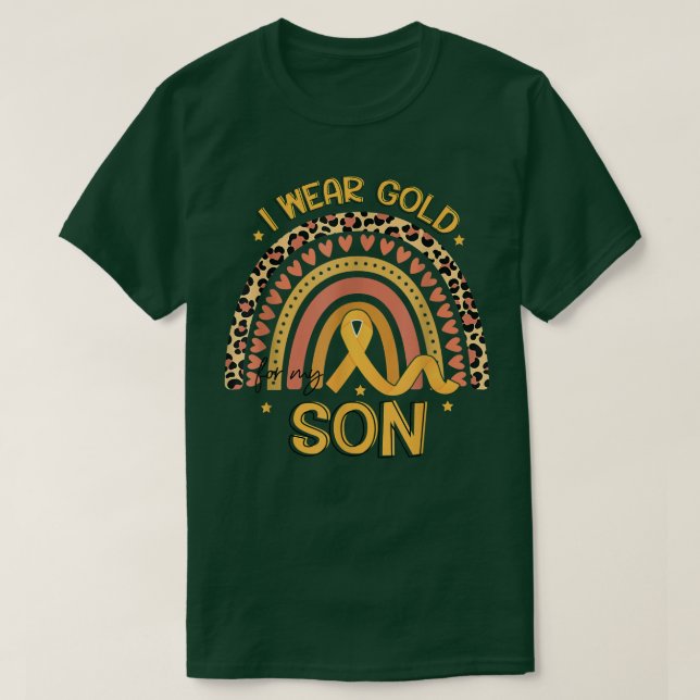Camiseta Eu Visto Dourado para o meu filho Cancer Consciênc (Frente do Design)