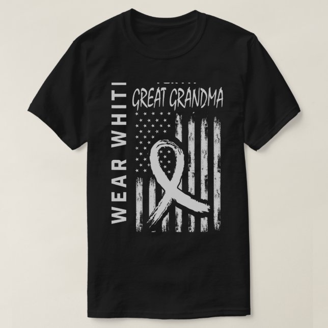 Camiseta Eu Visto Excelente Branco Vovó Cancer Pulmonar Con (Frente do Design)
