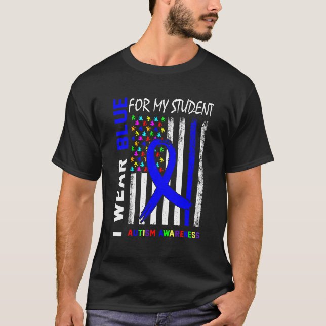 Camiseta Eu Visto Fita Azul Para Minha Consciência Do Autis (Frente)