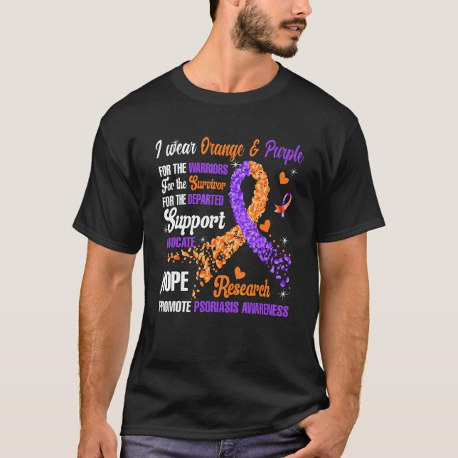 Camiseta Eu Visto Laranja E Roxo Para A Psoríase Dos Guerre (Frente)
