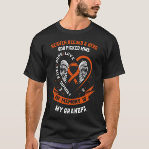 Camiseta Eu Visto Laranja em Memória do meu avô Leucemia Aw