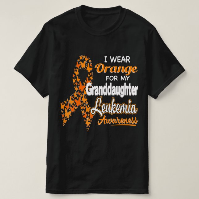 Camiseta Eu visto Laranja para a minha neta Leukemia Consci (Frente do Design)