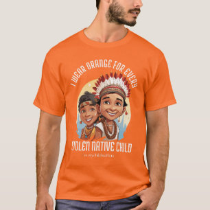 Camiseta Eu Visto laranja para cada criança nativa roubada