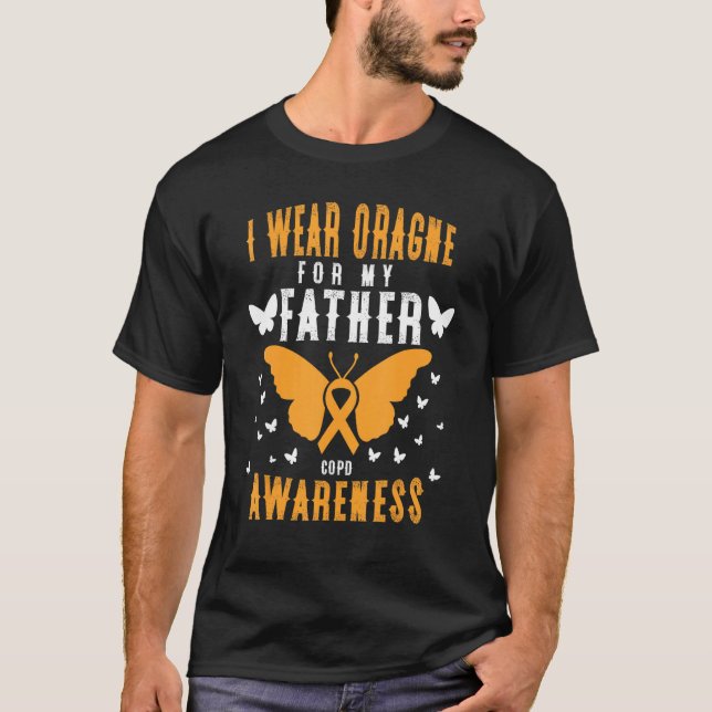 Camiseta Eu Visto Laranja Para Meu Pai. Consciência Copd 1 (Frente)