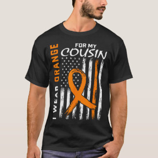 Camiseta Eu Visto Laranja Para Meu Primo Leucemia Sensibili