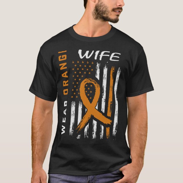 Camiseta Eu Visto Laranja Para Minha Esposa Sensibilização  (Frente)