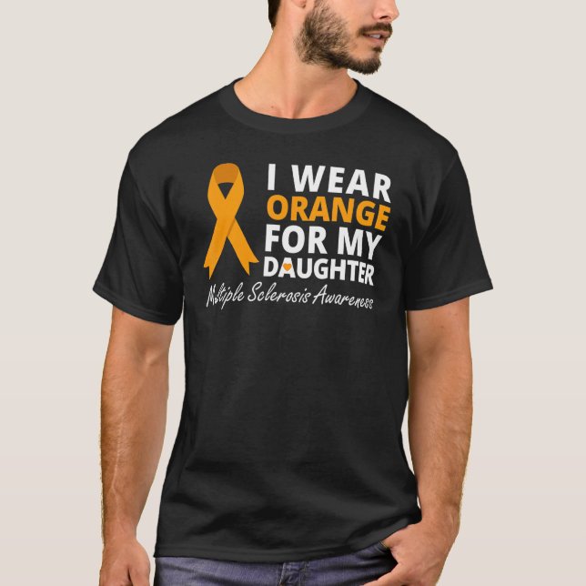 Camiseta Eu Visto Laranja Para Minha Filha, Fita De Consciê (Frente)