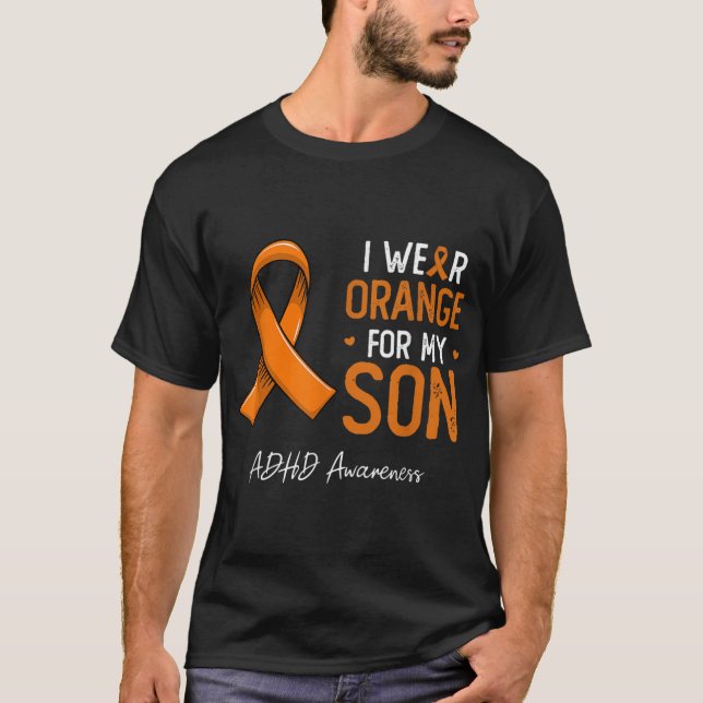 Camiseta Eu visto laranja para o meu filho mês de conscient (Frente)