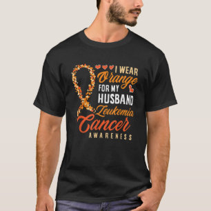 Camiseta Eu Visto Laranja Para O Meu Marido Leukemia Cancer