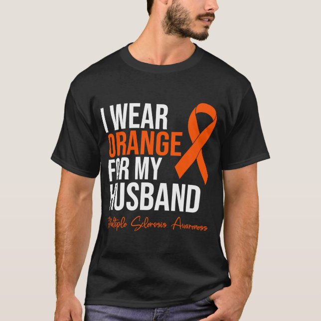 Camiseta Eu Visto Laranja Para O Meu Marido MS Warrior Mult (Frente)