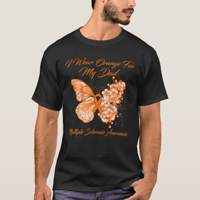 Camiseta Eu Visto Laranja Para O Meu Pai Esclerose Múltipla (Frente)