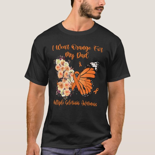 Camiseta Eu Visto Laranja Para O Meu Pai Esclerose Múltipla (Frente)