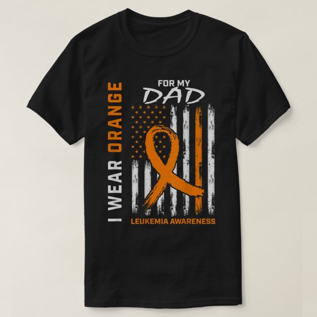Camiseta Eu Visto Laranja Para O Meu Pai Leucemia Conscient (Frente do Design)