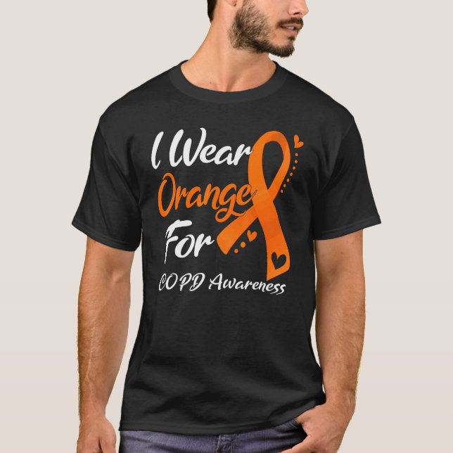 Camiseta Eu Visto Laranja Por Consciência Da Copd (Frente)