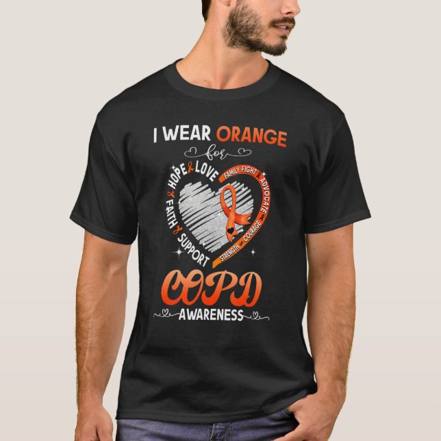 Camiseta Eu Visto Laranja Por Consciência Da Copd (Frente)