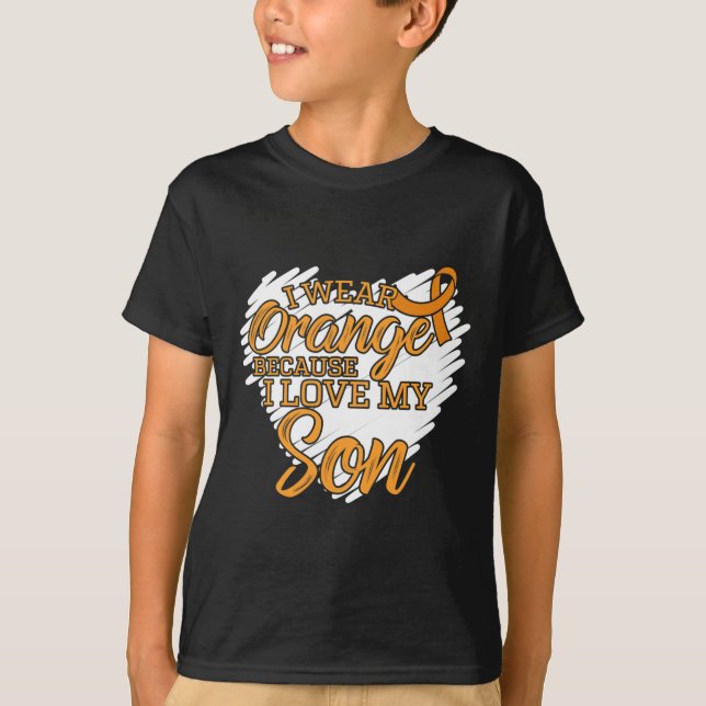 Camiseta Eu Visto Laranja Porque Amo Meu Filho por Leucemia (Frente)