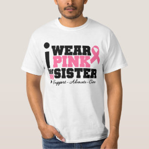 Camiseta Eu visto o apoio cor-de-rosa da fita para minha