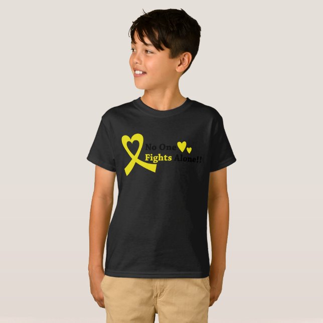Camiseta Eu visto o apoio Dourado da consciência do cancer (Frente Completa)