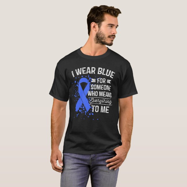Camiseta Eu visto o azul - fita azul da consciência (Frente Completa)
