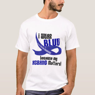 Camiseta Eu visto o azul para meu CANCRO DO CÓLON do marido