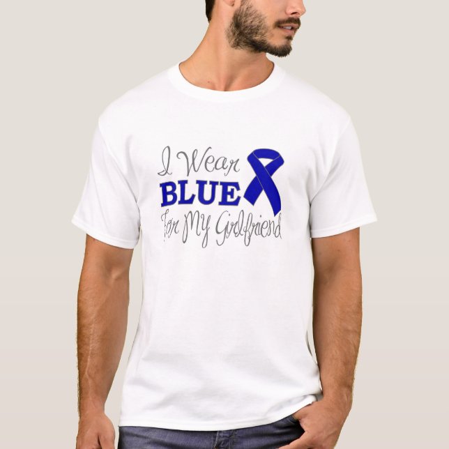 Camiseta Eu visto o azul para meu namorada (a fita azul) (Frente)