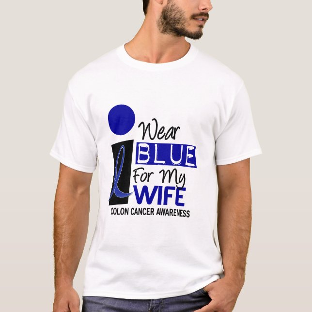 Camiseta Eu visto o azul para meus t-shirt do CANCRO DO (Frente)