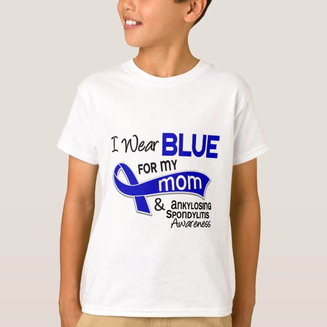 Camiseta Eu visto o azul para minha mamã 42 Spondylitis (Frente)