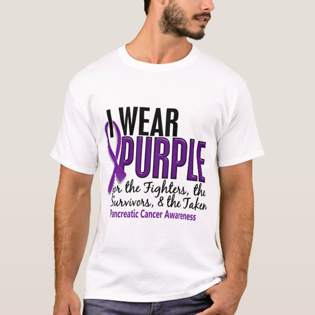 Camiseta Eu visto o câncer de pâncreas roxo de FST 10 (Frente)
