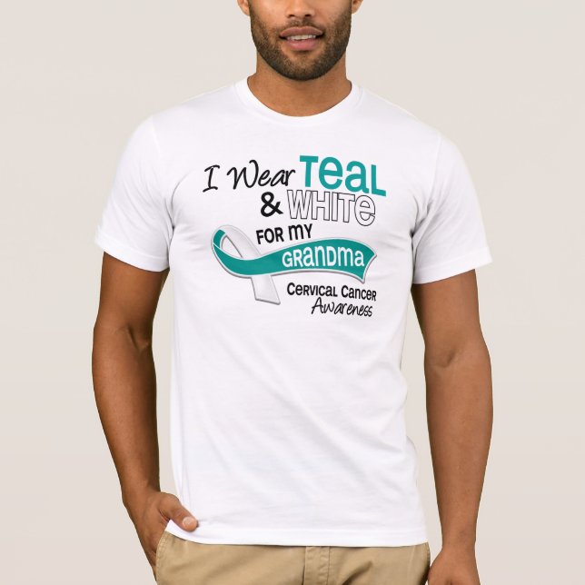 Camiseta Eu visto o cancro do colo do útero da avó do (Frente)