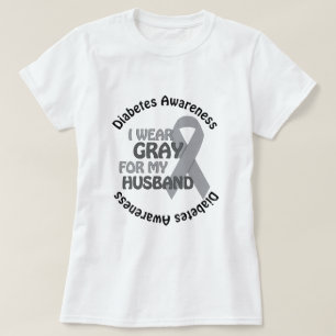 Camiseta Eu visto o cinza para meu diabetes Awar do apoio