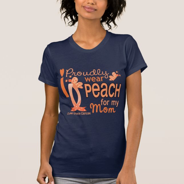 Camiseta Eu visto o pêssego para meu cancer uterina da mamã (Frente)