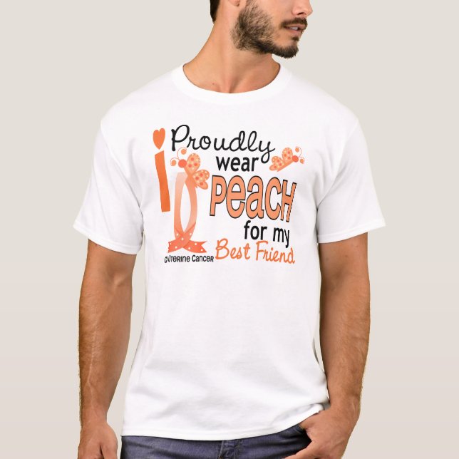 Camiseta Eu visto o pêssego para meu cancer uterina do (Frente)