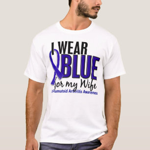 Camiseta Eu visto o RA azul da artrite reumatóide da espos