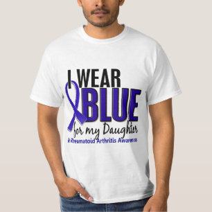 Camiseta Eu visto o RA azul da artrite reumatóide da filha