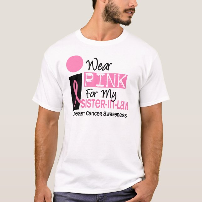 Camiseta Eu visto o rosa para meu cancro da mama da cunhada (Frente)