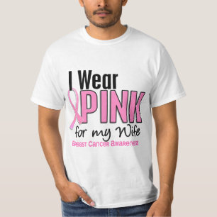Camiseta Eu visto o rosa para meu cancro da mama da esposa