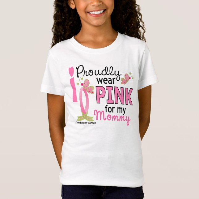 Camiseta Eu visto o rosa para meu cancro da mama das mamães (Frente)