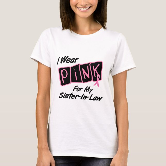 Camiseta Eu visto o rosa para meu CANCRO DA MAMA T da (Frente)