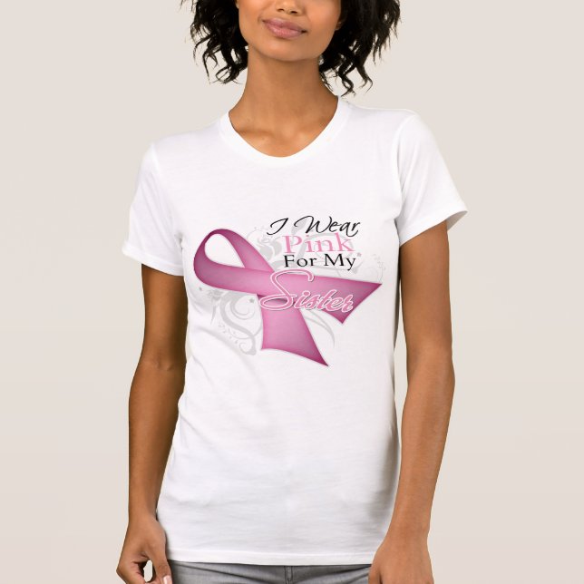 Camiseta Eu visto o rosa para minha consciência do cancro (Frente)