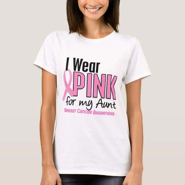 Camiseta Eu visto o rosa para minha tia 10 cancro da mama (Frente)