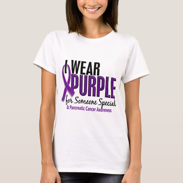 Camiseta Eu visto o roxo alguém o câncer de pâncreas 10 (Frente)