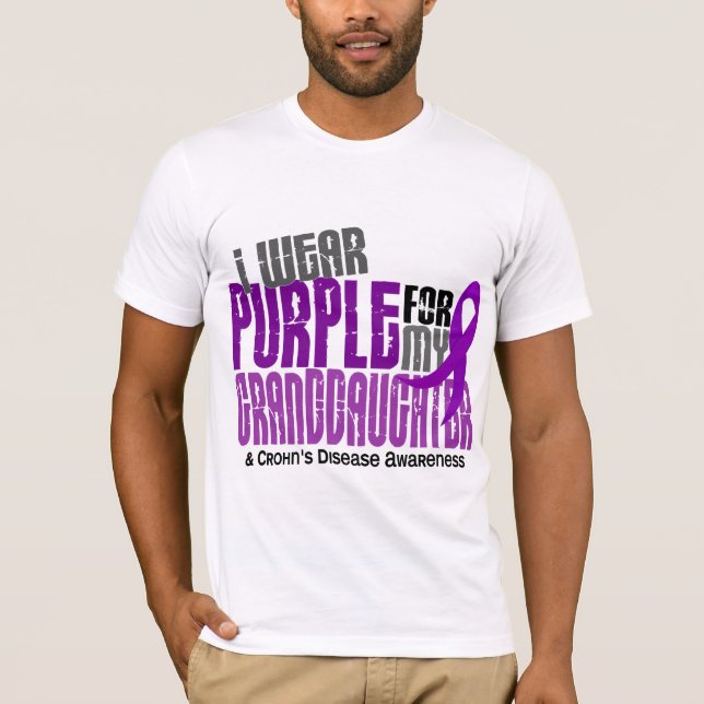 Camiseta Eu visto o roxo para a doença de Crohn da neta 6 (Frente)